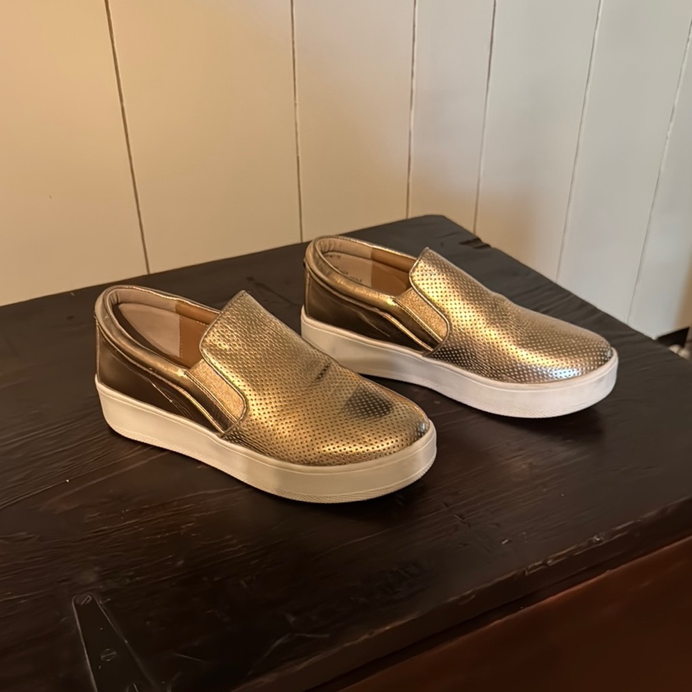 Metallic Slip-On SneakersGold Steve Madden slip on shoes in excellent condition!
